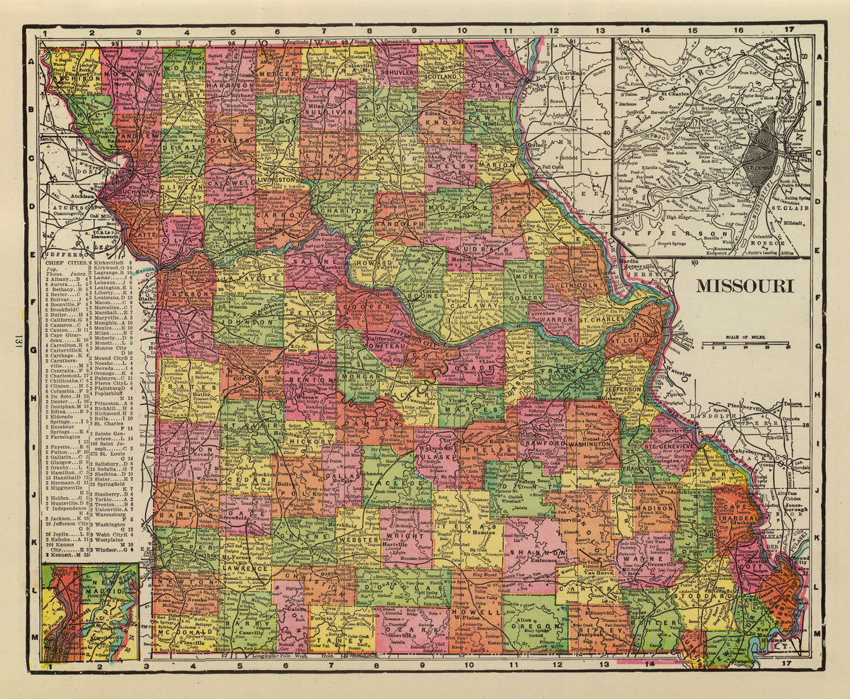 Preview of Vintage Map of Missouri 1909