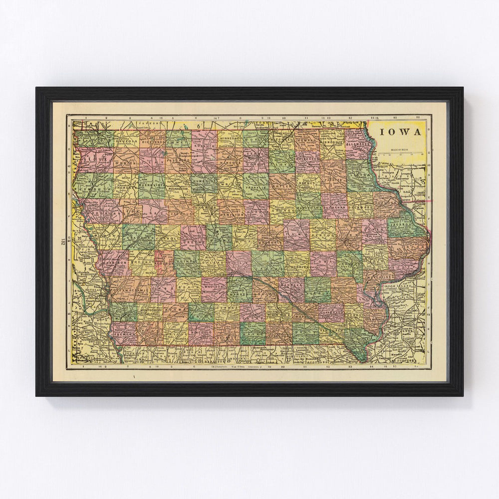 Iowa Vintage Map 1909