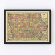 Iowa Vintage Map 1909
