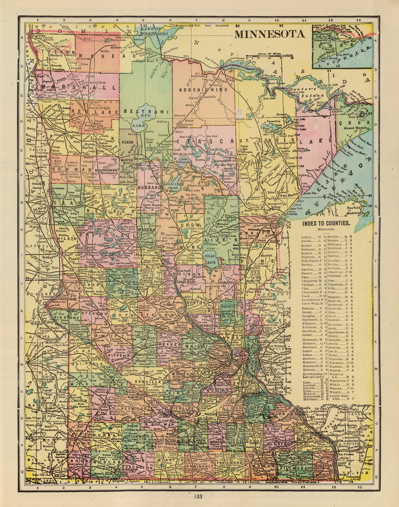 Size comparison using Vintage Map of Minnesota 1909