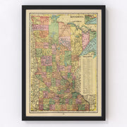 Minnesota Vintage Map 1909