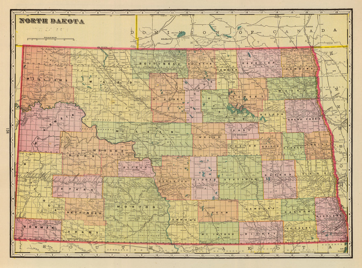Preview of Vintage Map of North Dakota 1909