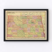 North Dakota Vintage Map 1909