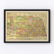 Nebraska Vintage Map 1909