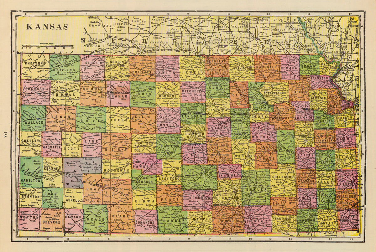 Preview of Vintage Map of Kansas 1909