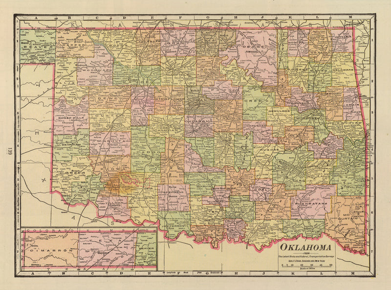 Size comparison using Vintage Map of Oklahoma 1909