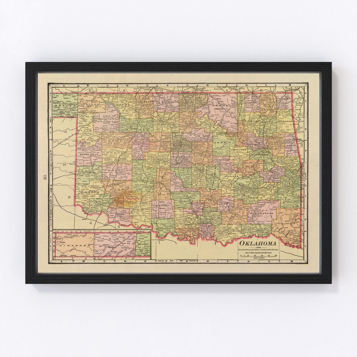 Oklahoma Vintage Map 1909
