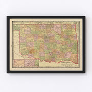Oklahoma Vintage Map 1909