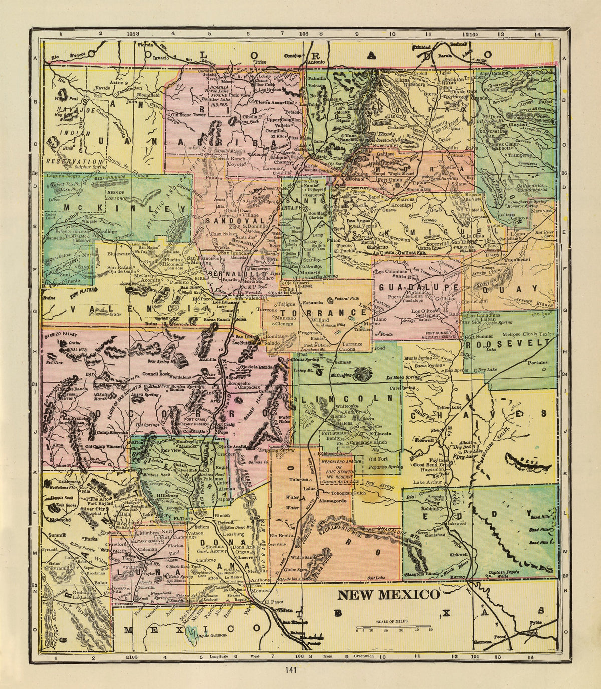 Preview of Vintage Map of New Mexico 1909