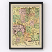 New Mexico Vintage Map 1909
