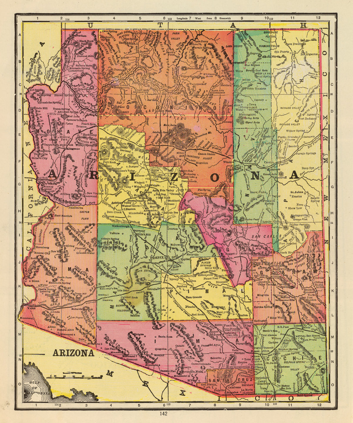 Preview of Vintage Map of Arizona 1909