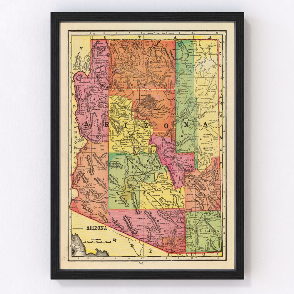 Arizona Vintage Map 1909