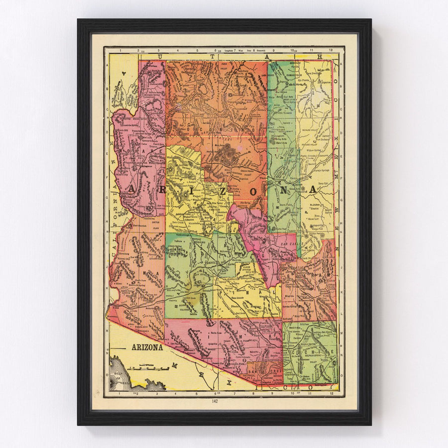 Arizona Vintage Map 1909