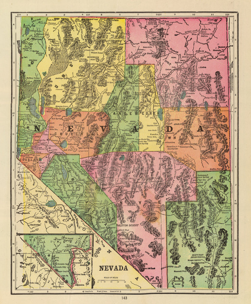 Size comparison using Vintage Map of Nevada 1909