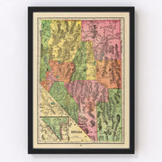 Nevada Vintage Map 1909