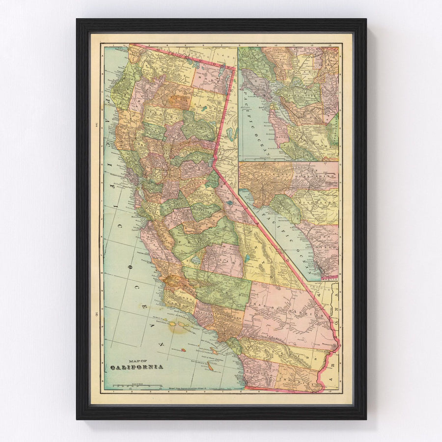 California Vintage Map 1909