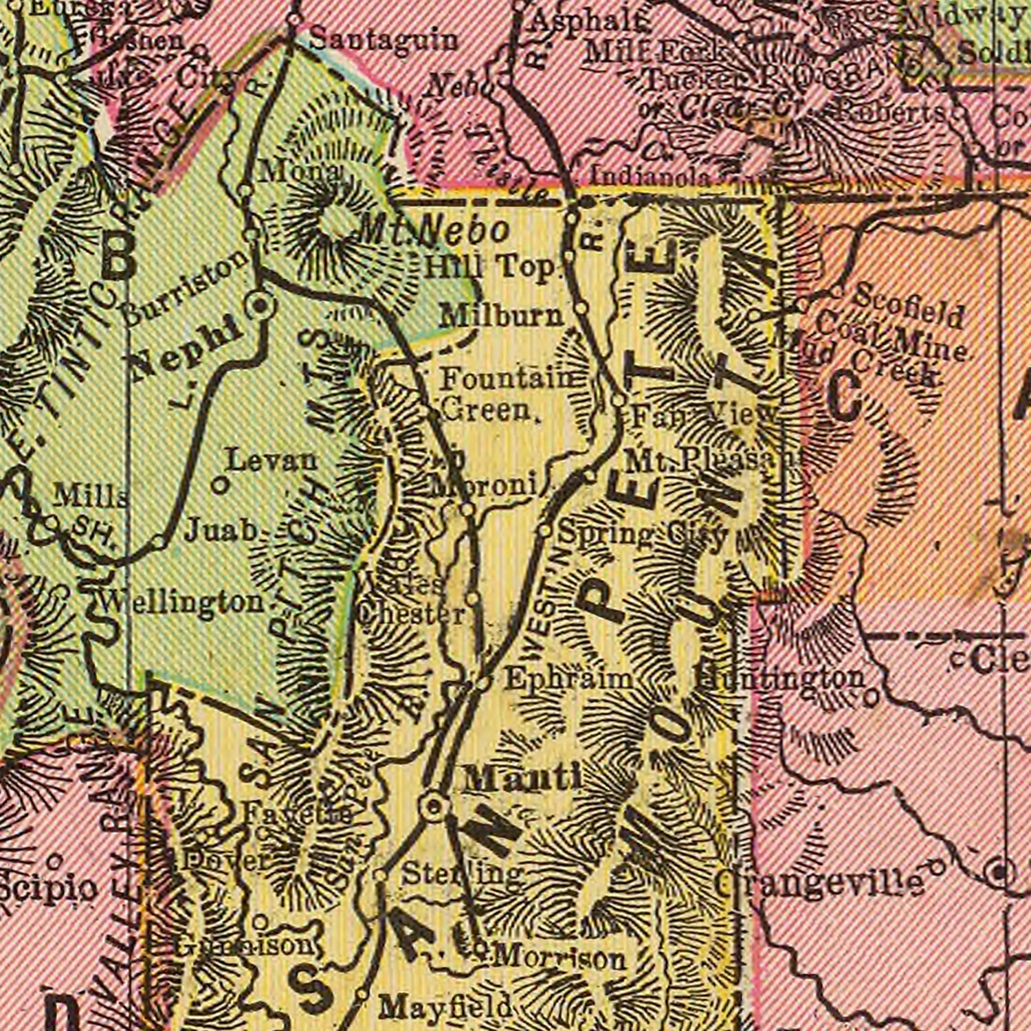 Restored historic details from the 1909 state map of Utah, Utah