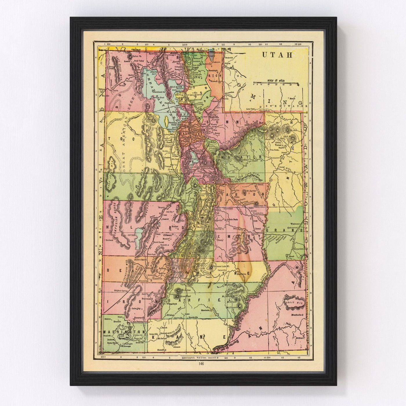 Utah Vintage Map 1909