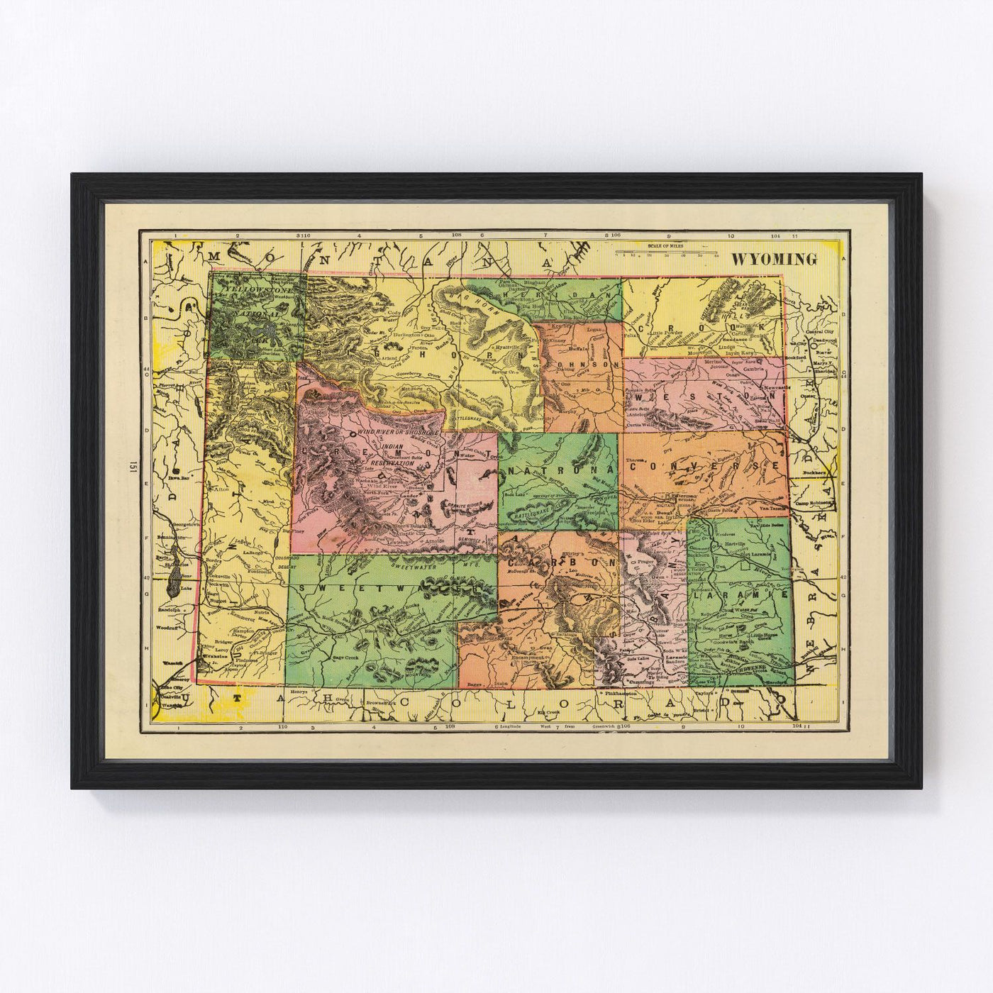 Wyoming Vintage Map 1909