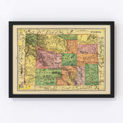 Wyoming Vintage Map 1909