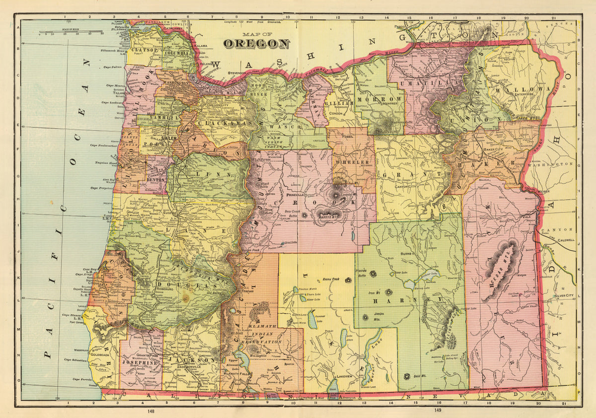 Preview of Vintage Map of Oregon 1909