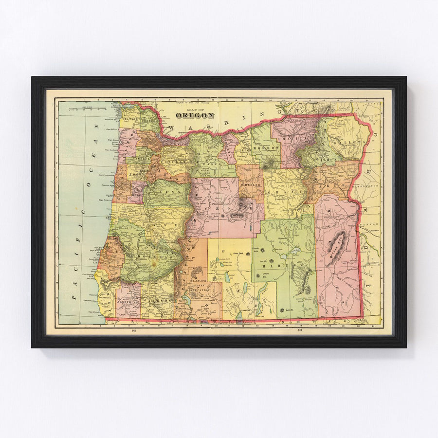 Vintage Map of Oregon 1909