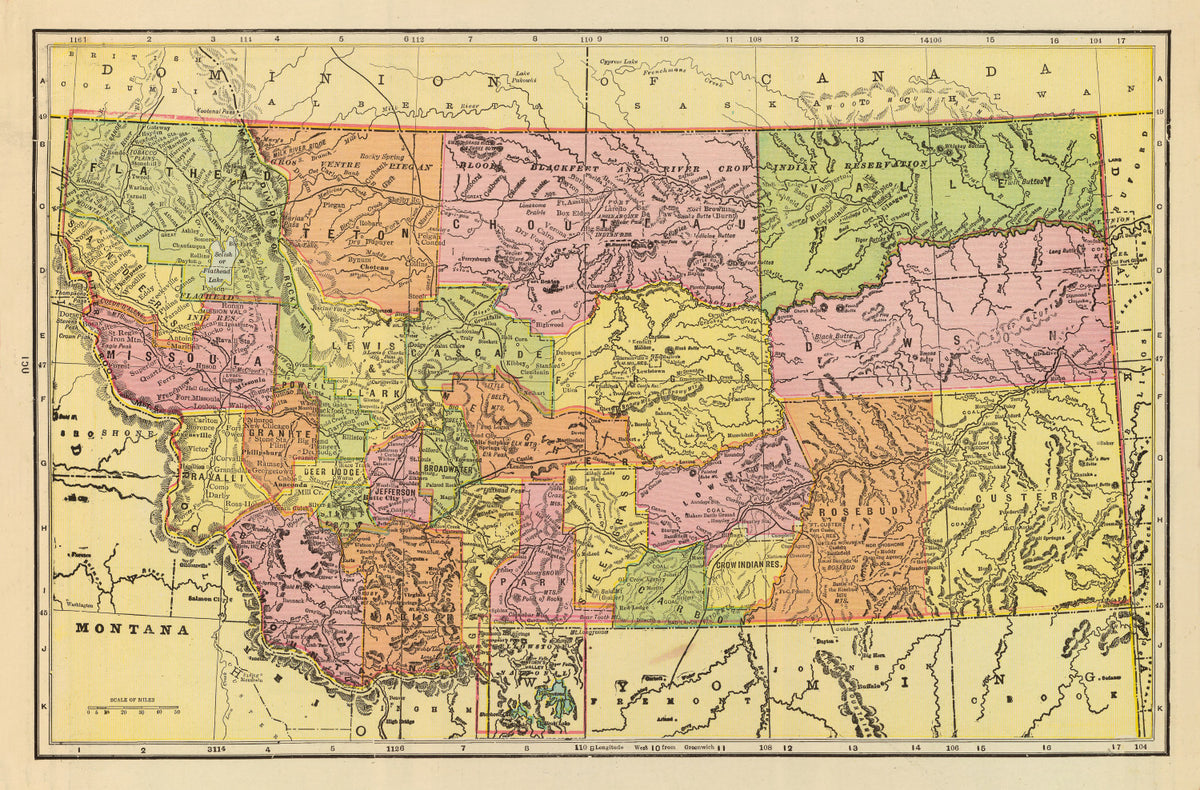 Preview of Vintage Map of Montana 1909