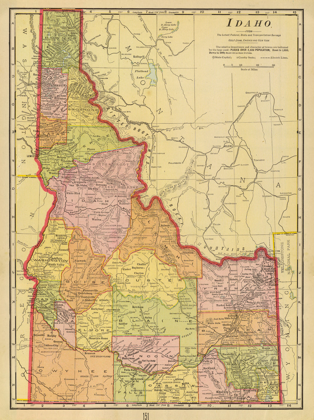 Vintage Map of Idaho 1909 print style example