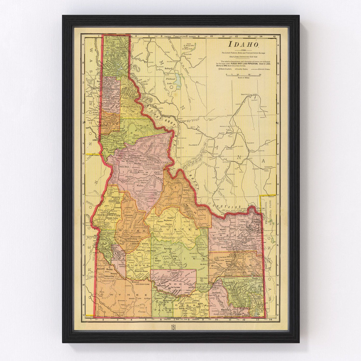 Idaho Vintage Map 1909
