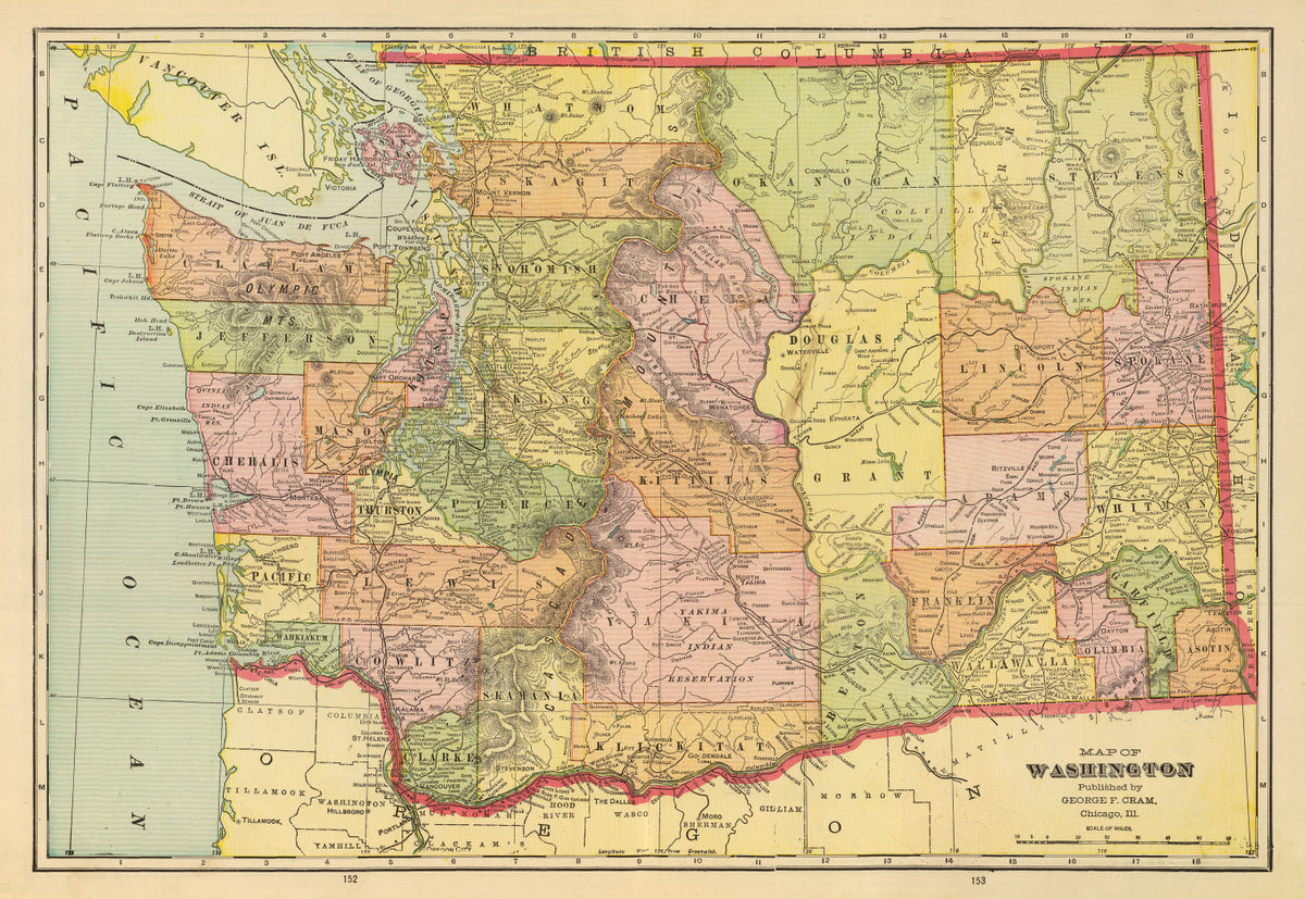 Preview of Vintage Map of Washington 1909