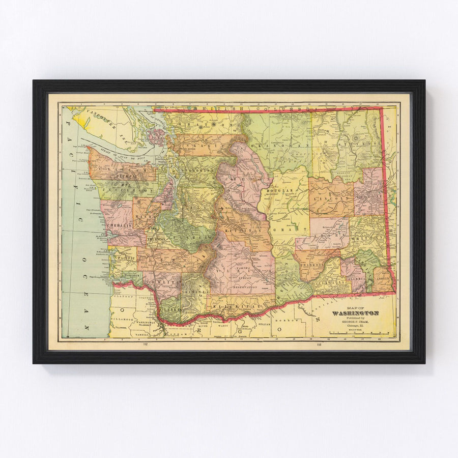 Washington Vintage Map 1909