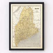 Maine Vintage Map 1842