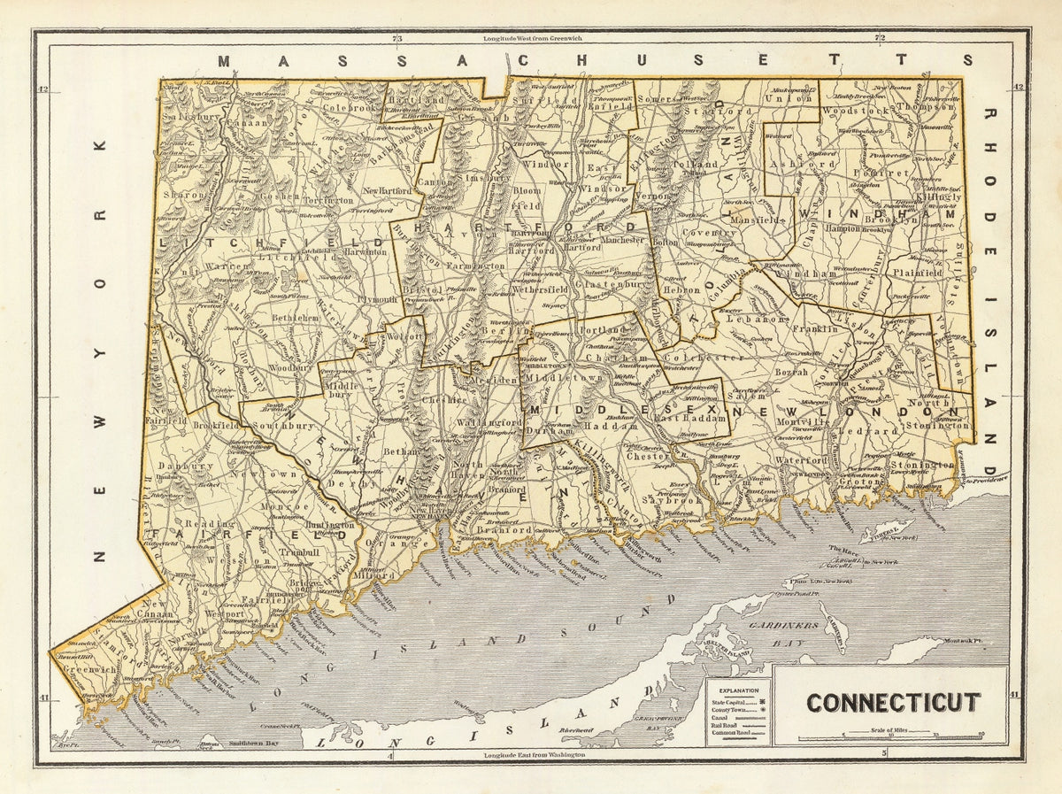 Preview of Vintage Map of Connecticut 1842