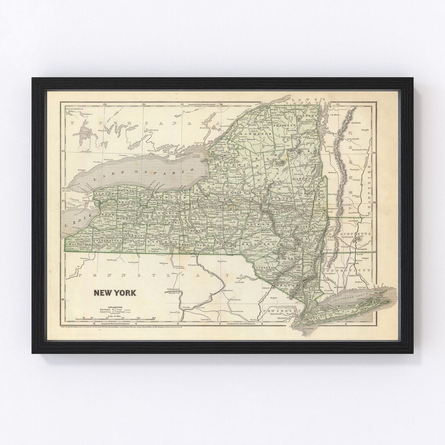 New York Vintage Map 1842