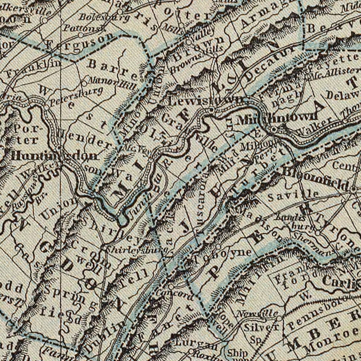 Restored historic details from the 1842 state map of Pennsyllvania, Pennsylvania