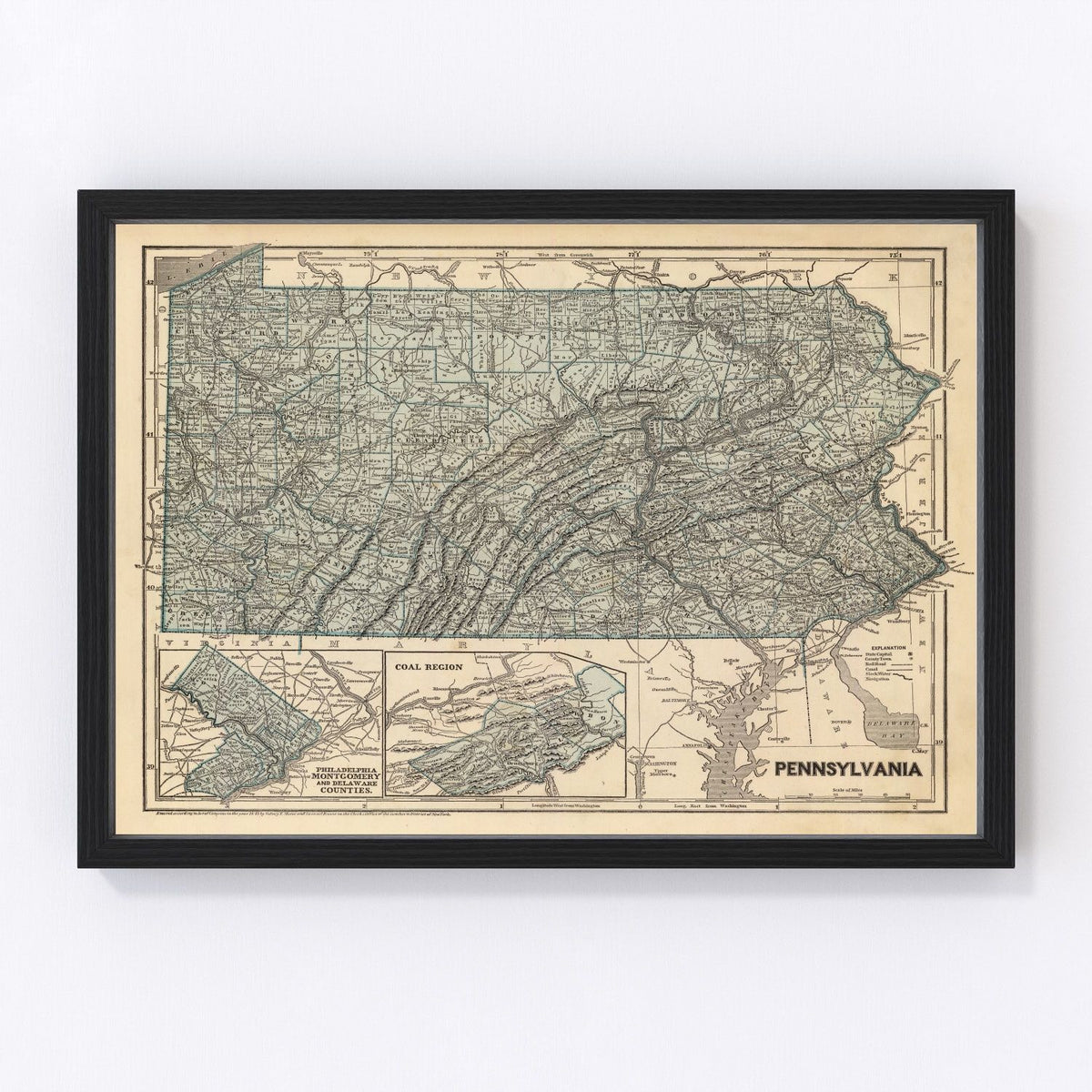 Pennsylvania Vintage Map 1842