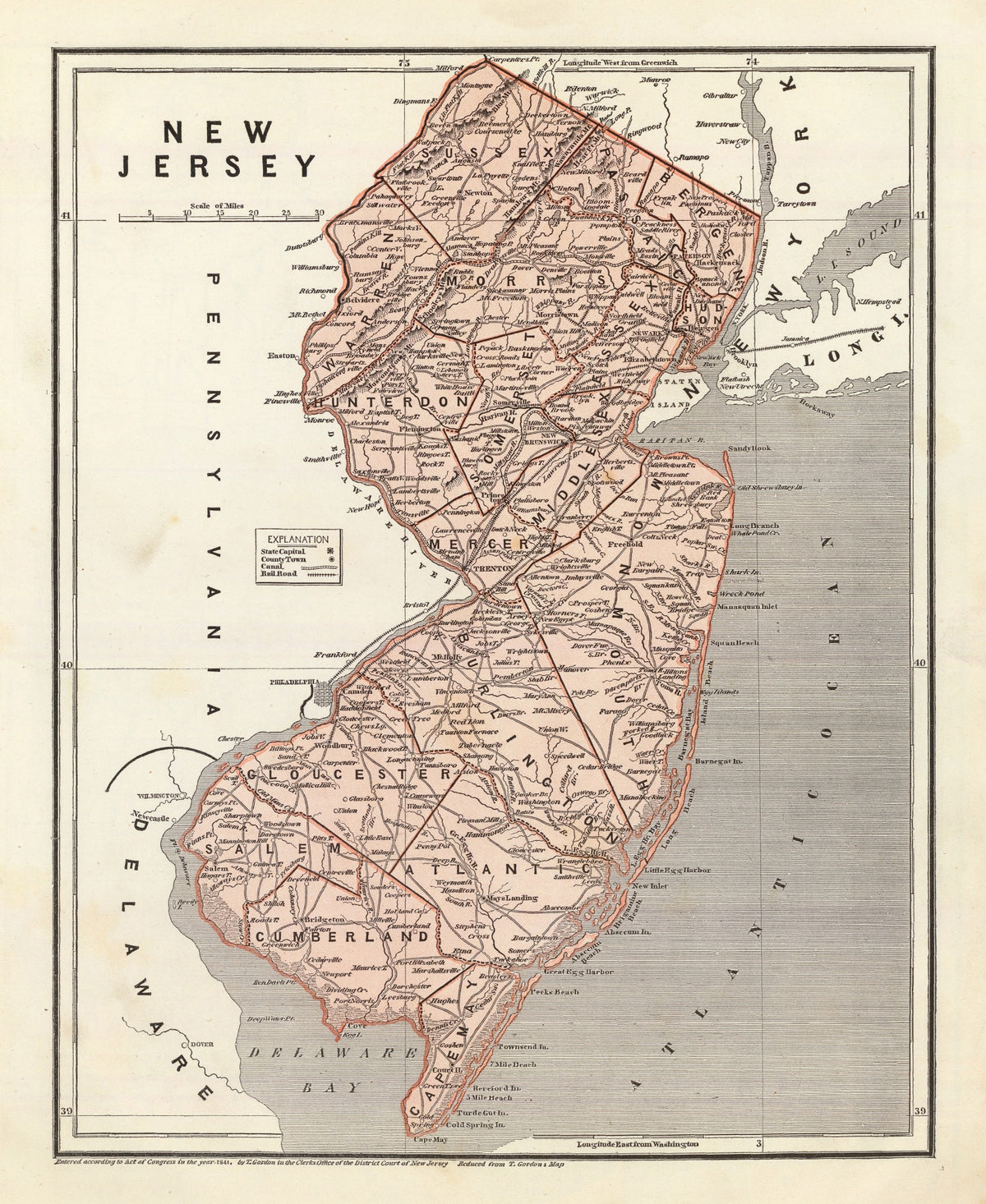 Preview of Vintage Map of New Jersey 1842