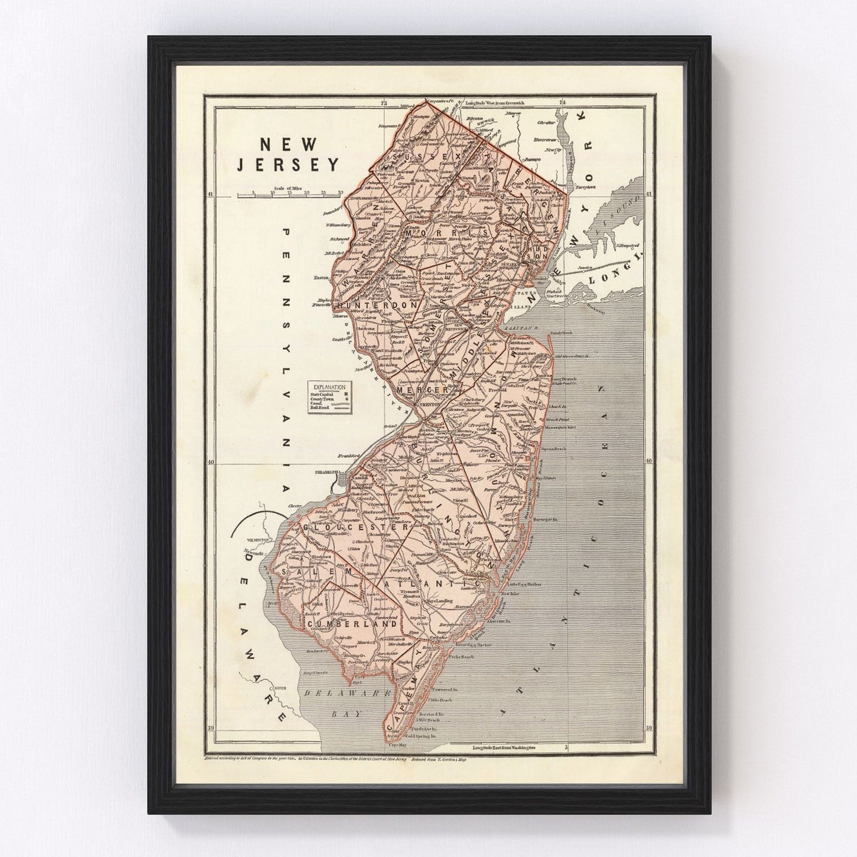 New Jersey Vintage Map 1842