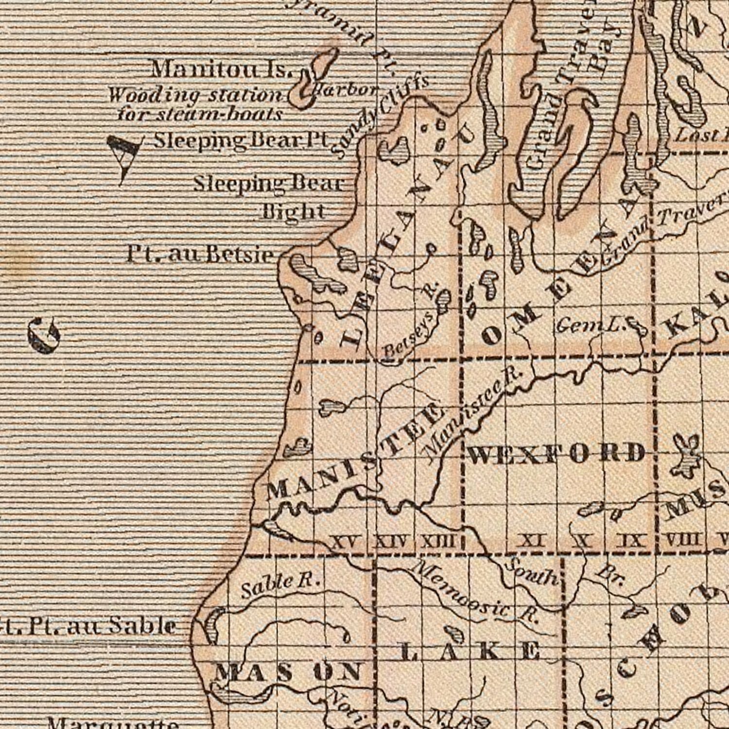 Restored historic details from the 1842 state map of Michigan, Michigan
