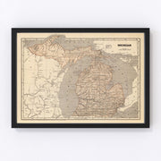Michigan Vintage Map 1842