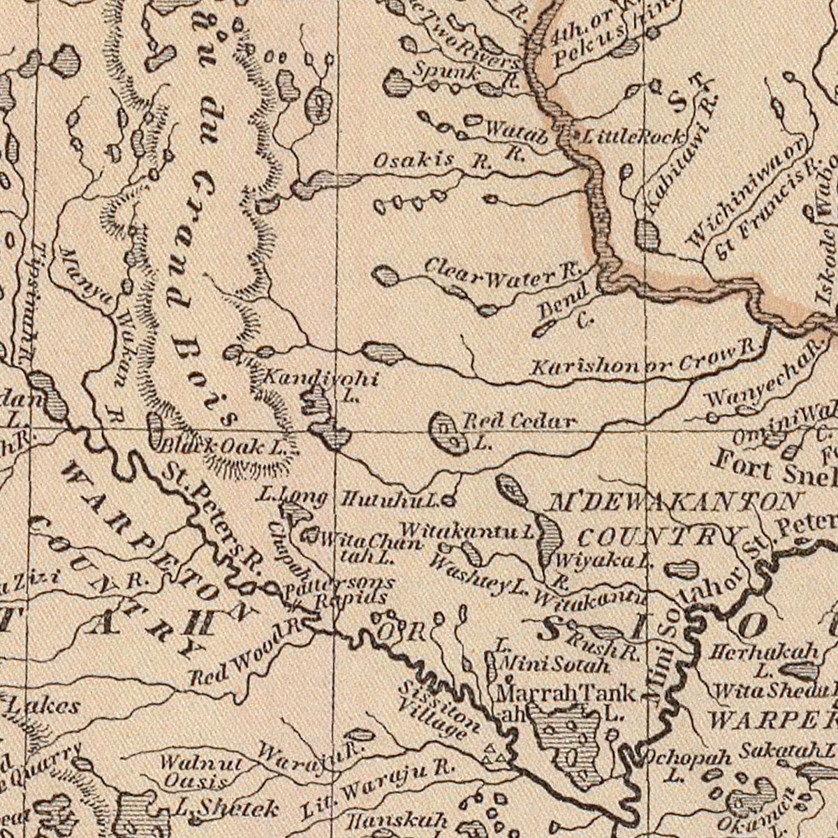 Restored historic details from the 1842 state map of County, Iowa & Wisconsin