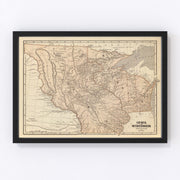 Iowa, Wisconsin Vintage Map 1842
