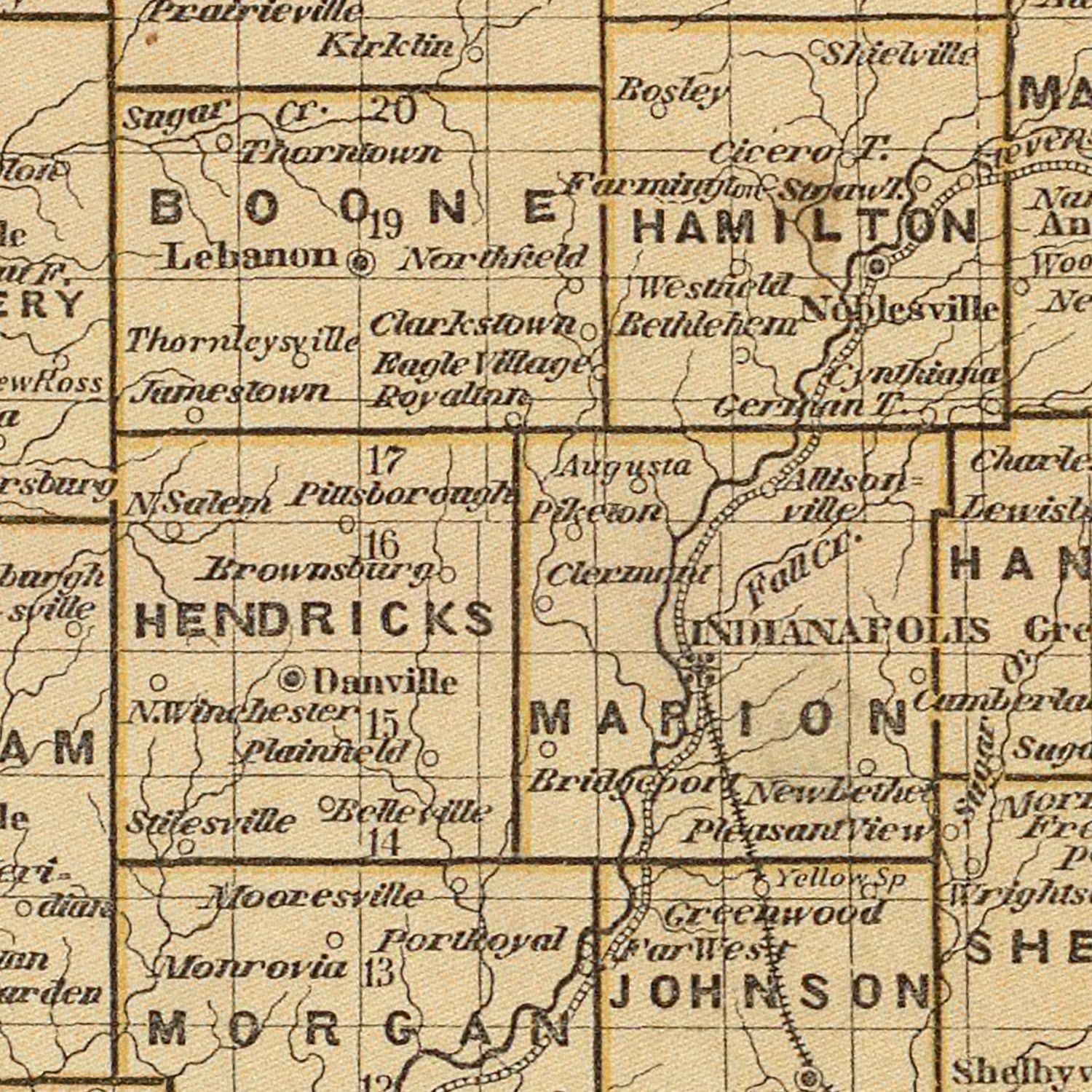 Restored historic details from the 1842 state map of Indiana, Indiana