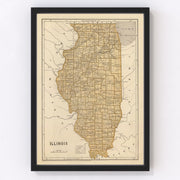 Illinois Vintage Map 1842