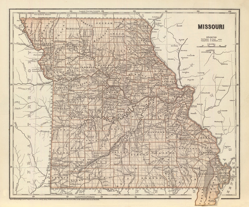 Size comparison using Vintage Map of Missouri 1842