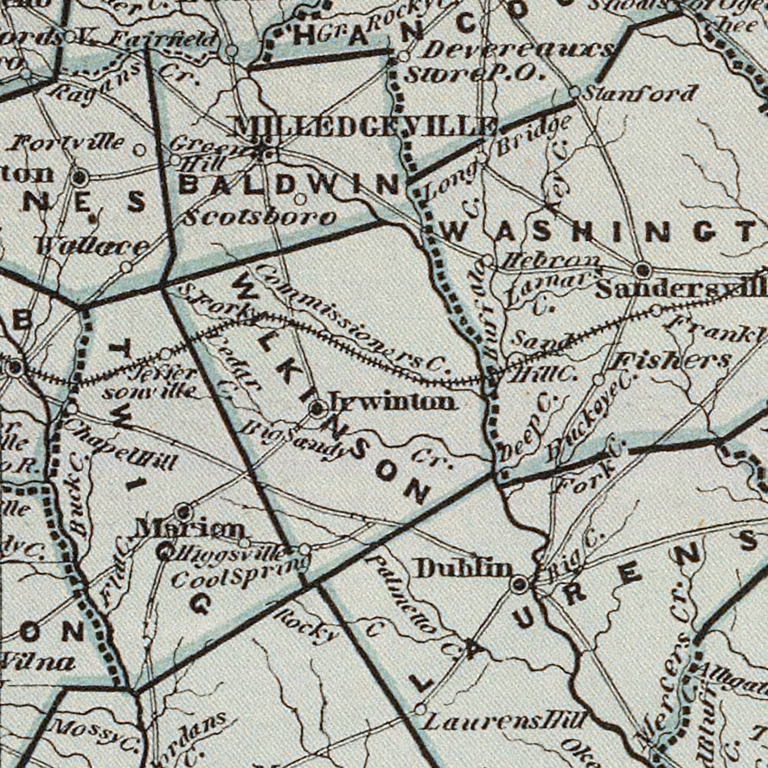 Restored historic details from the 1842 state map of Georgia, Georgia