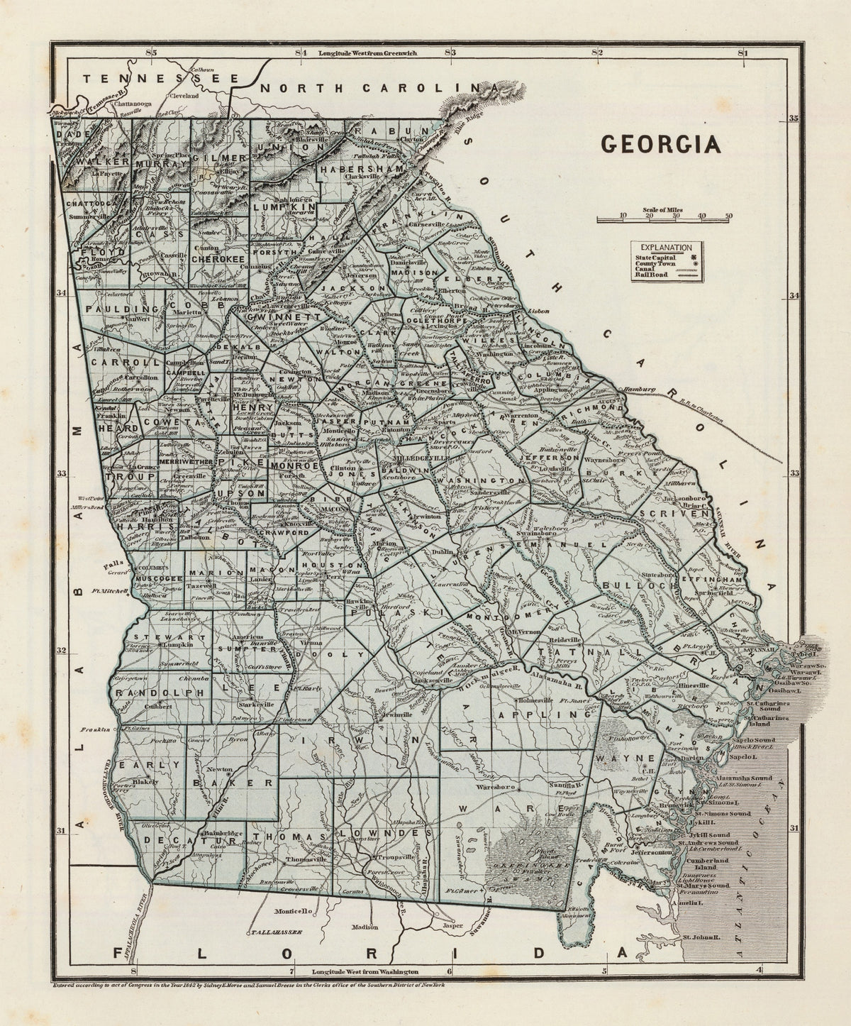 Preview of Vintage Map of Georgia 1842