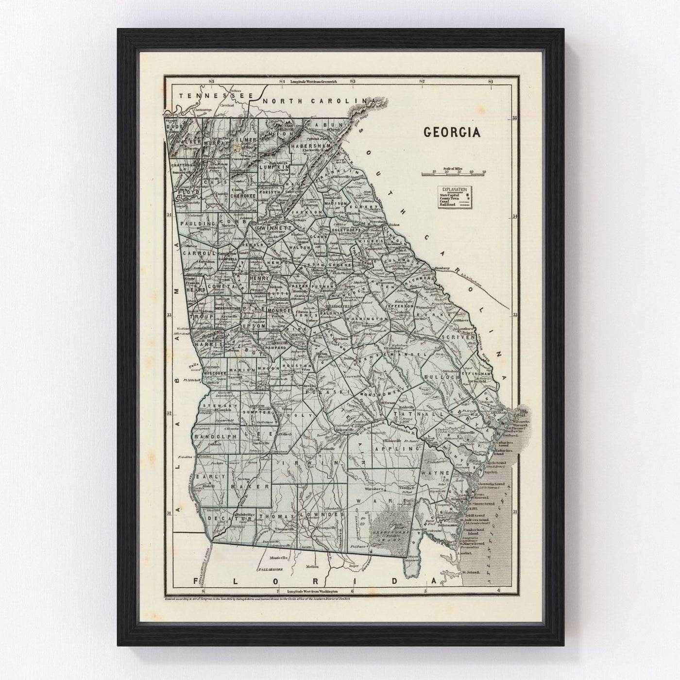 Georgia Vintage Map 1842