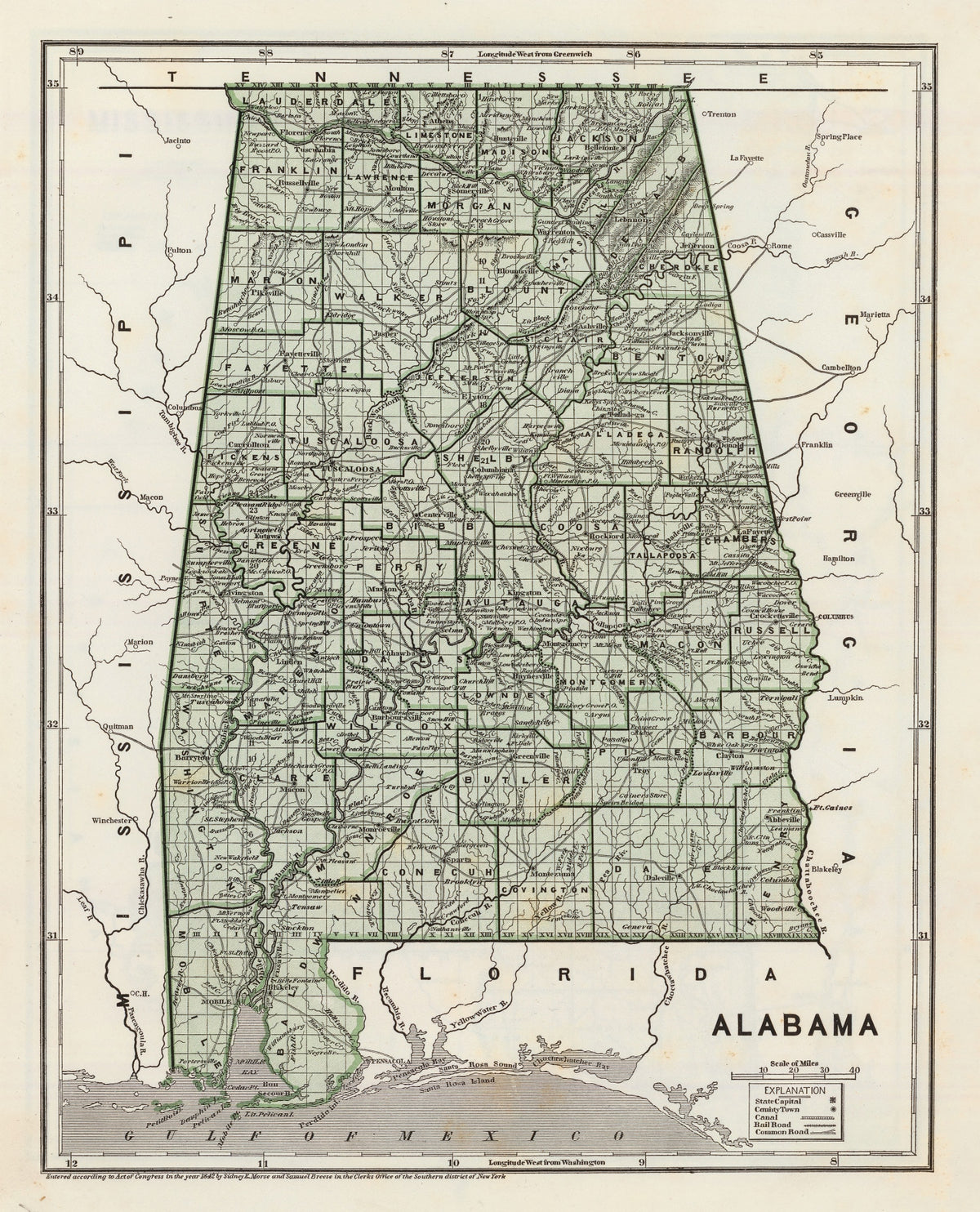 Preview of Vintage Map of Alabama 1842