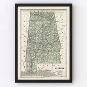Alabama Vintage Map 1842